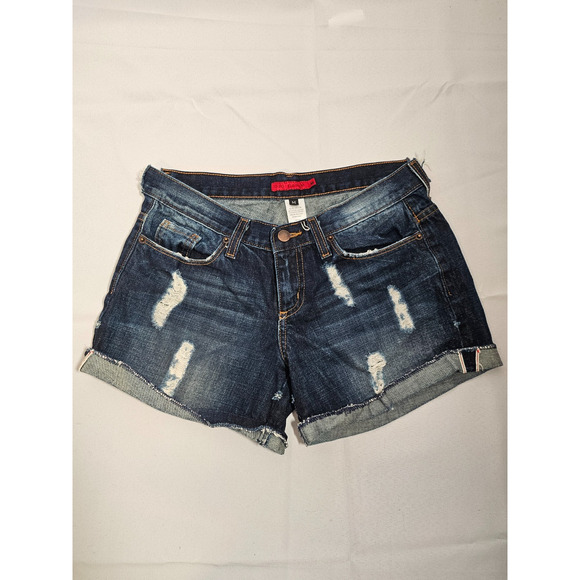 GJG Denim Women's Blue Denim Distressed Cut Off Shorts With Side Slits Size M - Picture 1 of 14